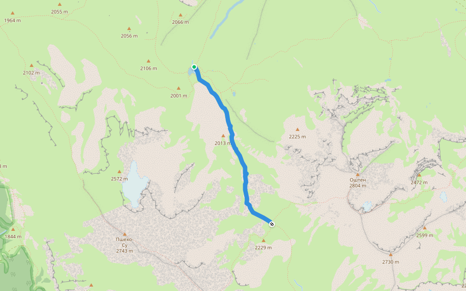 Псенодах — Фишт-Оштеновский перевал walking route map in Chigursana