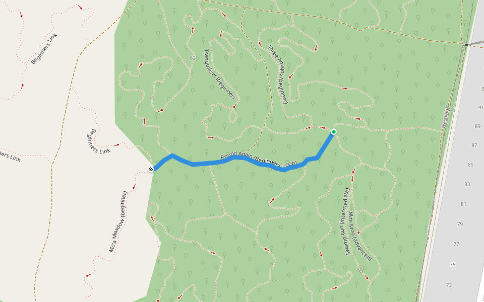'Round Again (Beginners Loop) walking route map in Westleigh