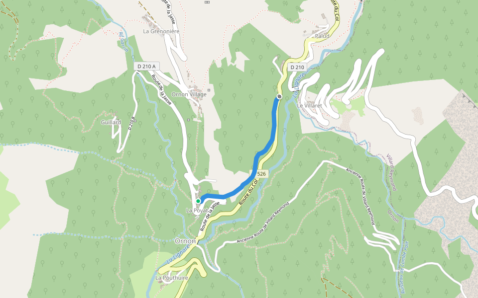 Chemin Poyat - Pallud walking route map in Ornon