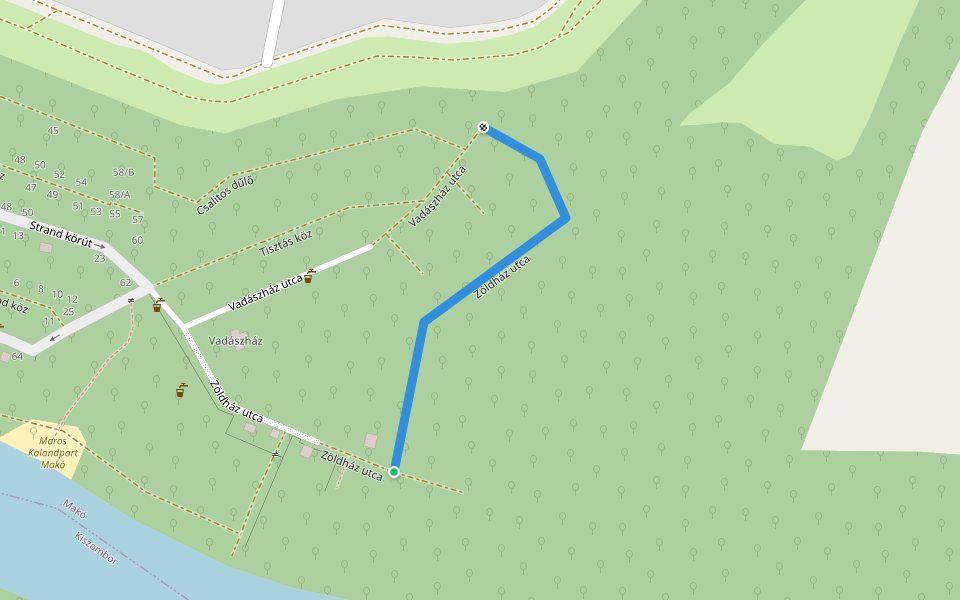Zöldház utca walking route map in Makó
