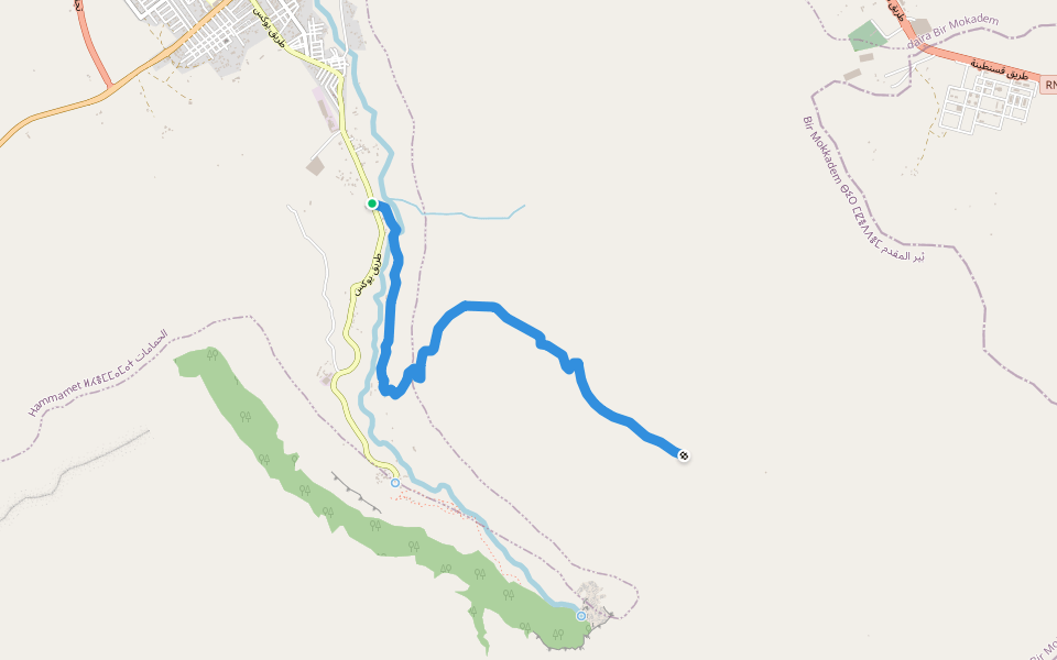 Chemin du Mestiri walking route map in Hammamet
