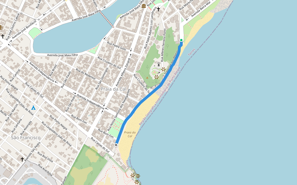 Calçadão Praia da Cal walking route map in Tôrres