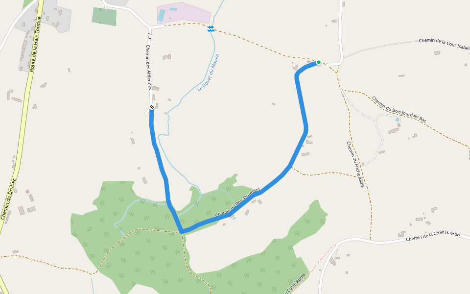 Chemin du Bois Drumard walking route map in Beaumont-en-Auge