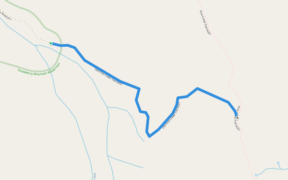 Old Pine Creek Trail #201 walking route map in Canyon City