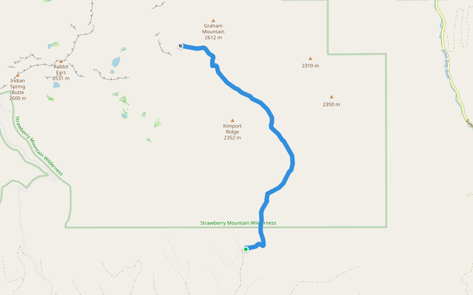 Big Creek Trail #377 walking route map in Prairie City