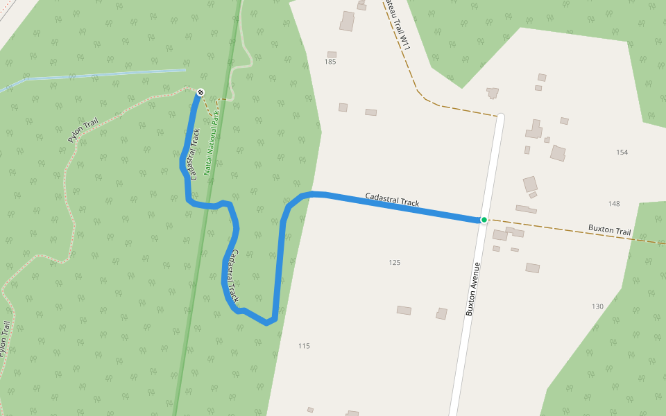 Cadastral Track walking route map in Buxton