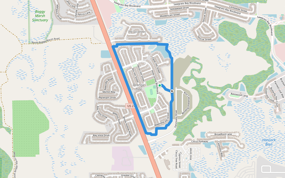 Orange Tree Walking Trail walking route map in Clermont