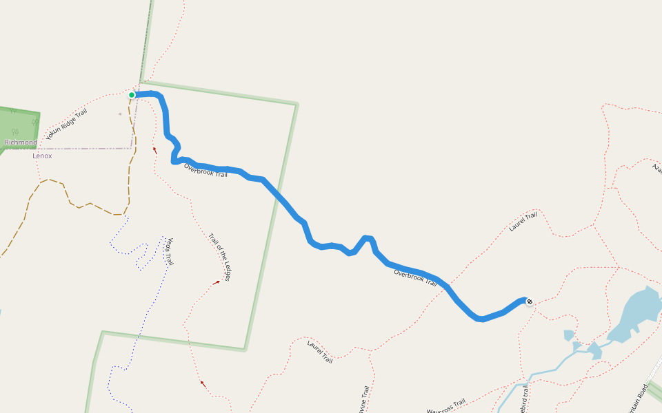 Overbrook Trail walking route map in Richmond