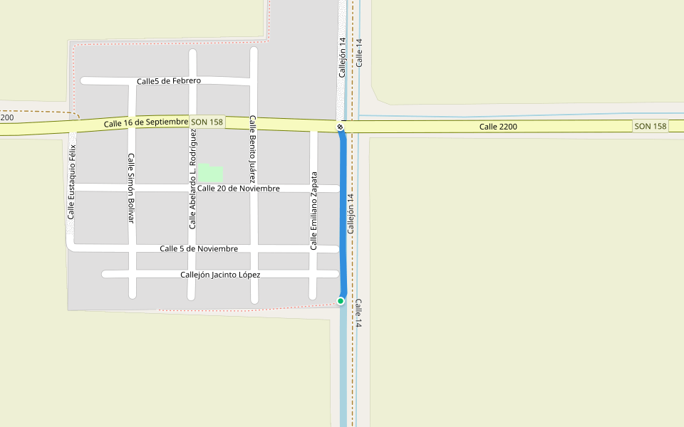 Callejón 14 walking route map in Batevito