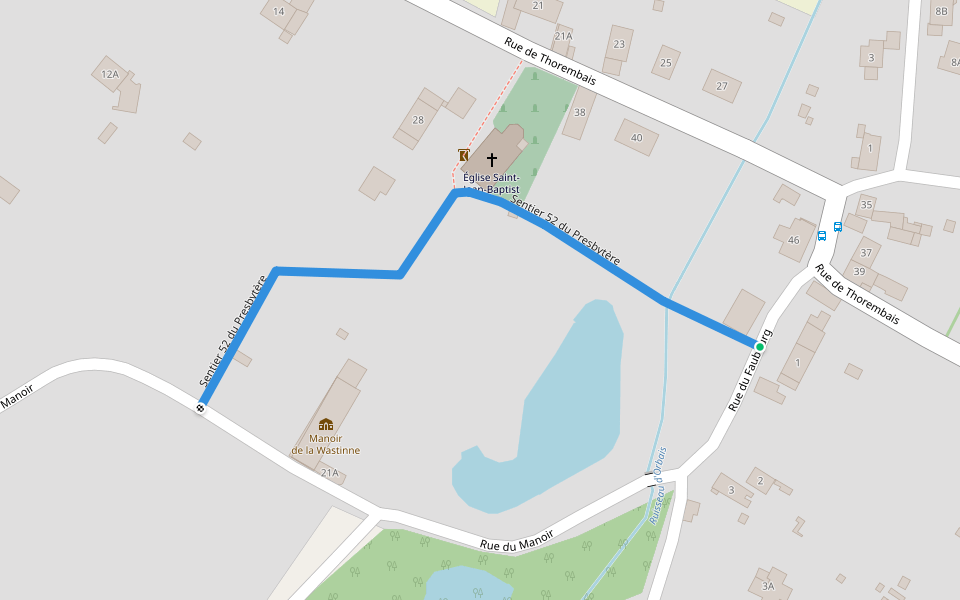 Sentier 52 du Presbytère walking route map in Perwez