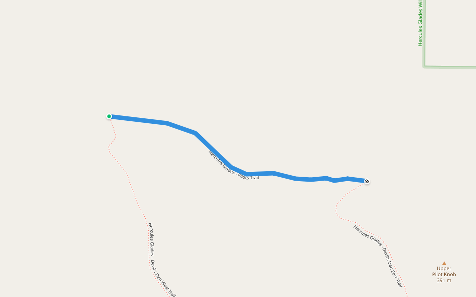 Hercules Glades - Pilots Trail walking route map in Bradleyville
