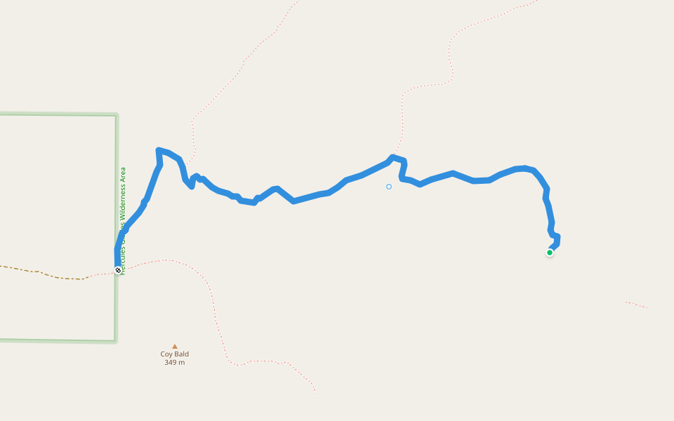 Hercules Glades - Rock Spring Trail walking route map in Kissee Mills