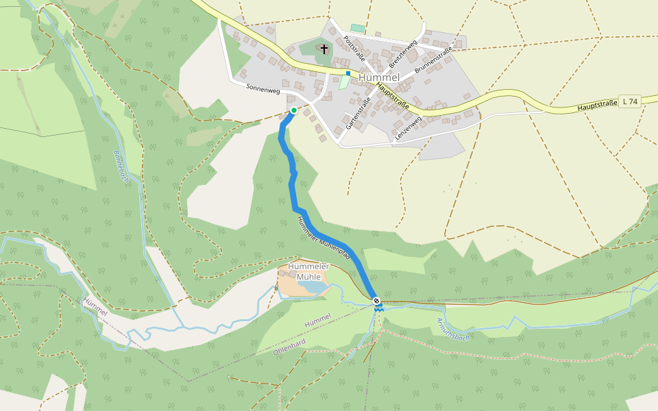 Hümmeler Mühlenpfad walking route map in Hümmel