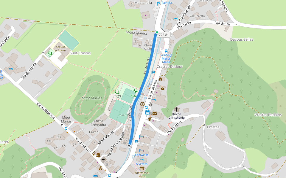 Via Fedacla walking route map in Sils im Engadin