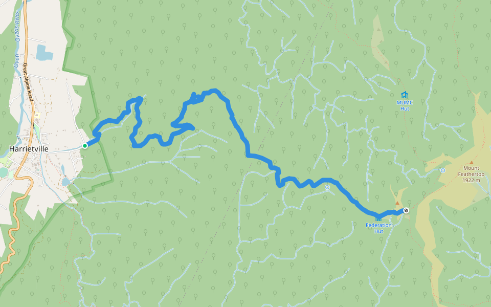 Bungalow Spur Track walking route map in Harrietville
