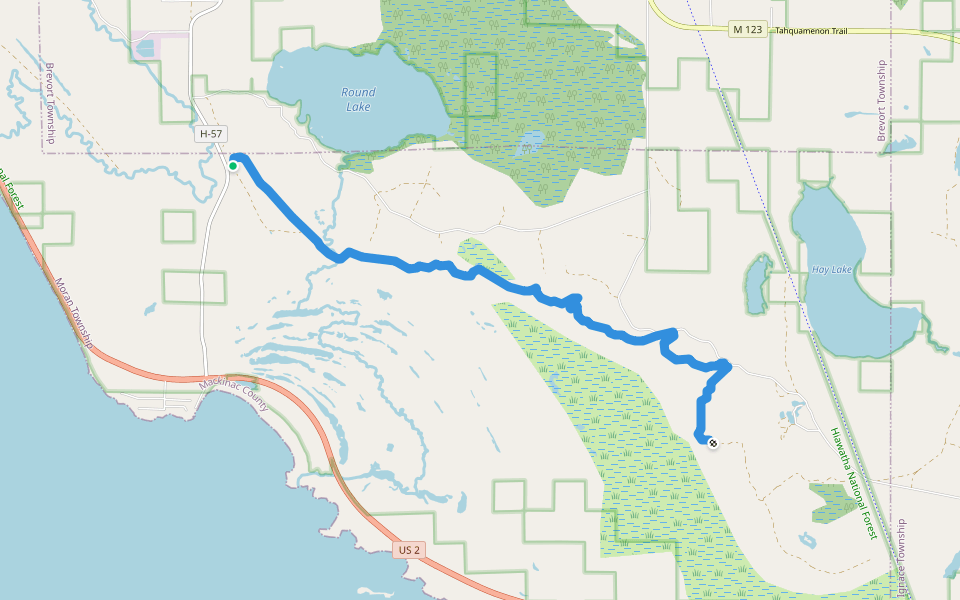 North Country Trail walking route map in St. Ignace