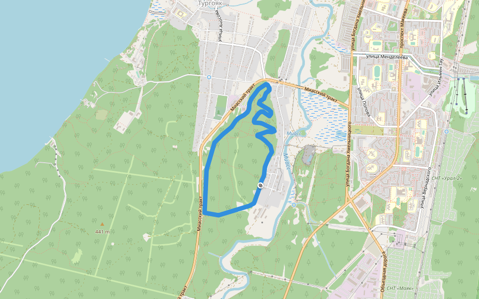 Трасса гонки Весенний/Осенний кросс walking route map in Miass