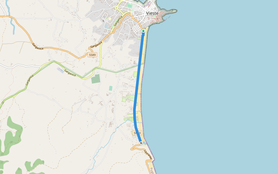 LungoMare Enrico Mattei walking route map in Vieste