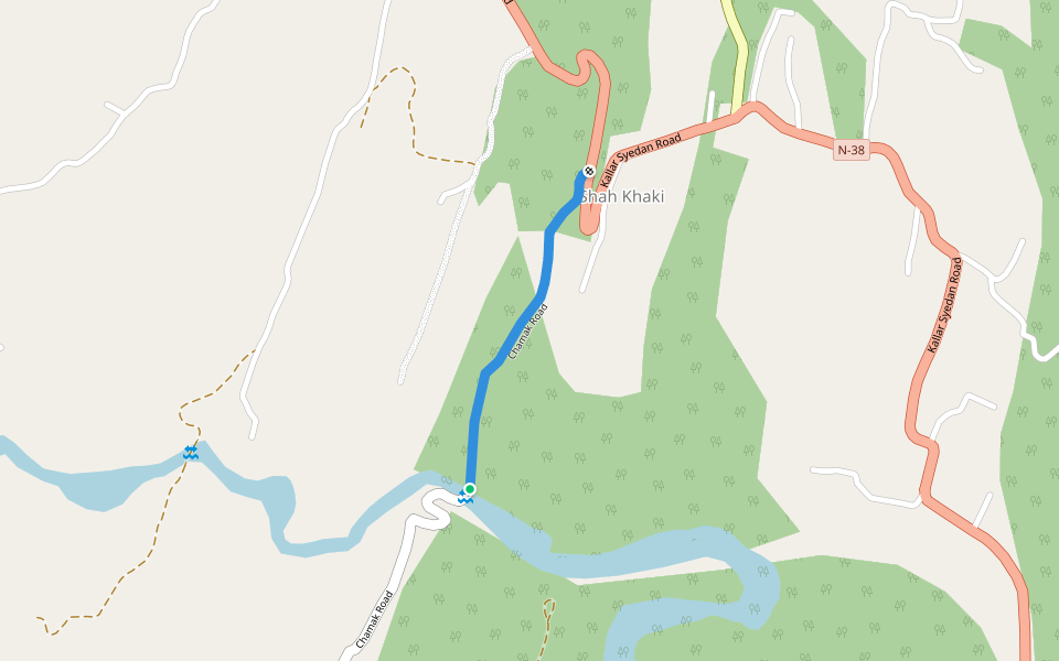 Chamak Road walking route map in Shah Khahi