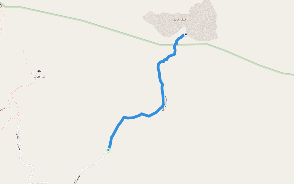 مسیر تنگه تاپو walking route map in Ilam