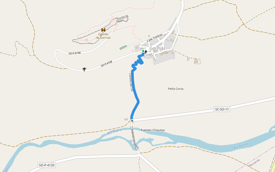 Camino del Cid walking route map in Gormaz