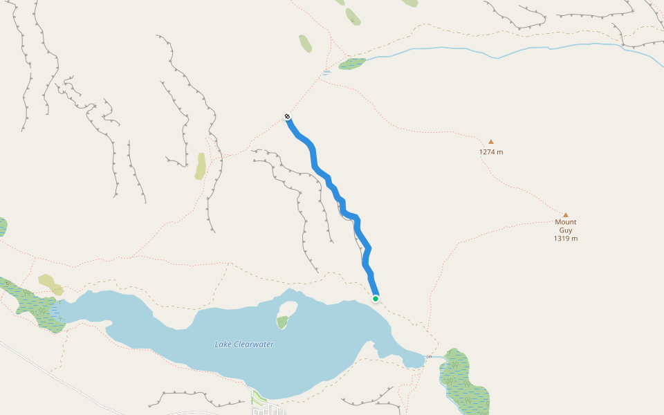 Eastern Link Track walking route map in Ashburton Lakes