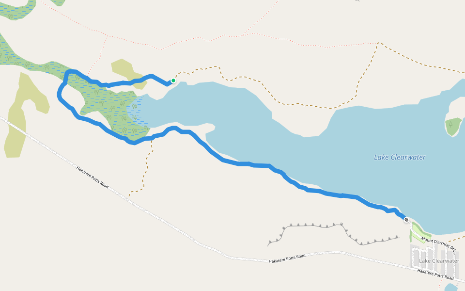 Lake Clearwater Circuit Track walking route map in Ashburton Lakes
