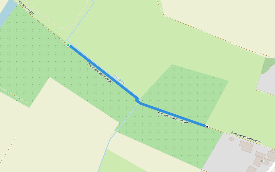 Populierendamwegel walking route map in Beveren