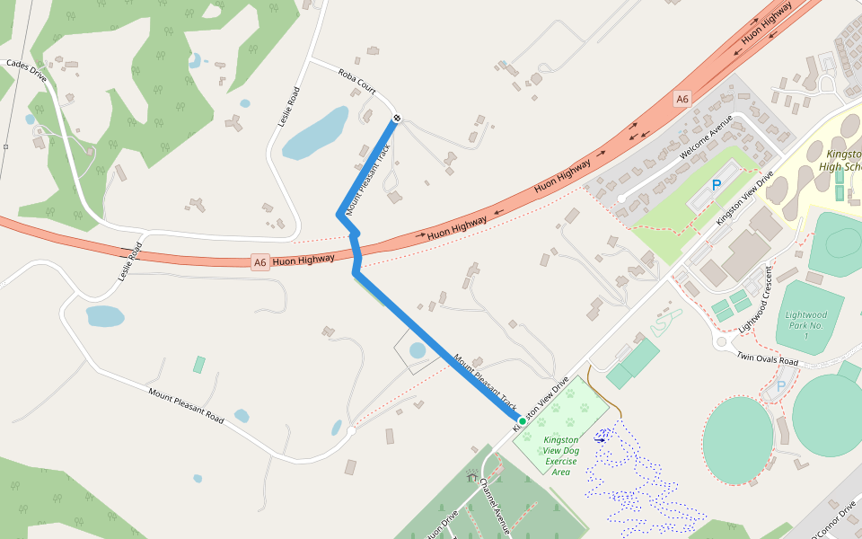 Mount Pleasant Track walking route map in Kingston