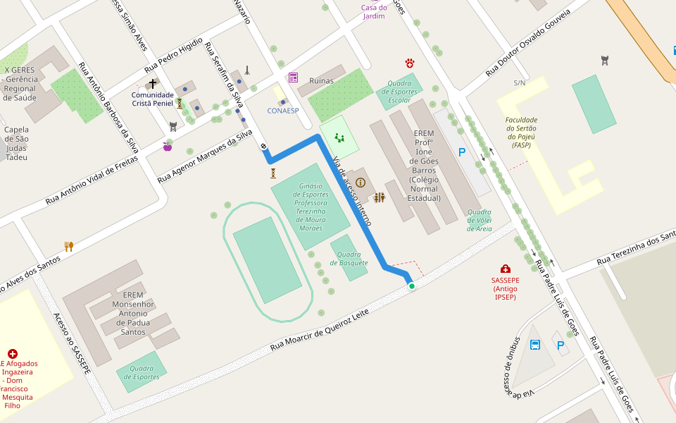 Via de acesso interno walking route map in Afogados da Ingazeira