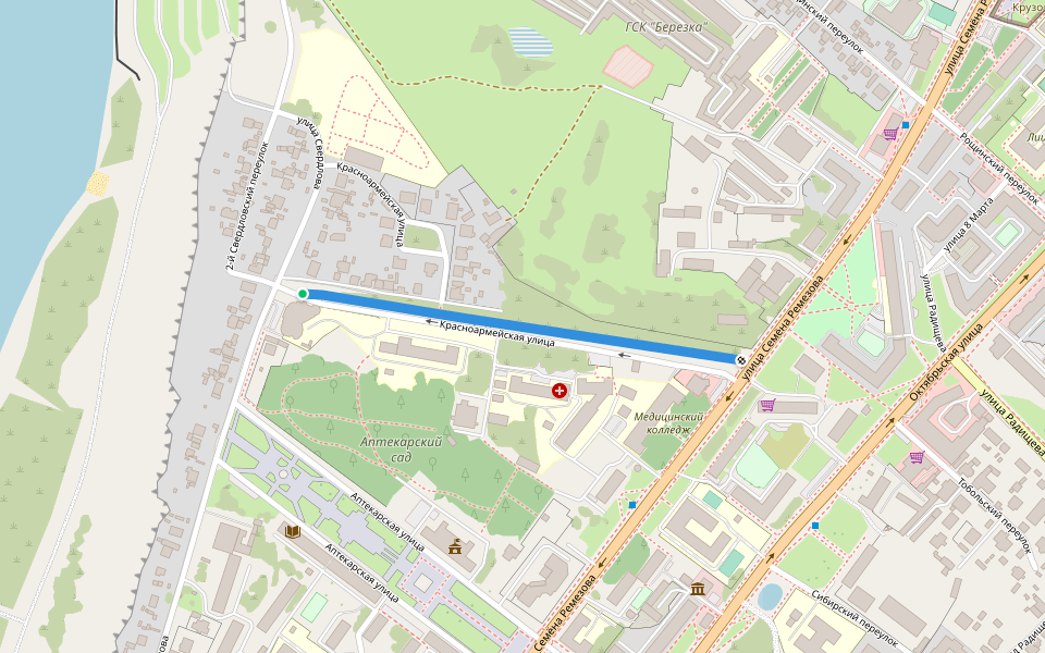 Городской вал XVIII века walking route map in Tobolsk