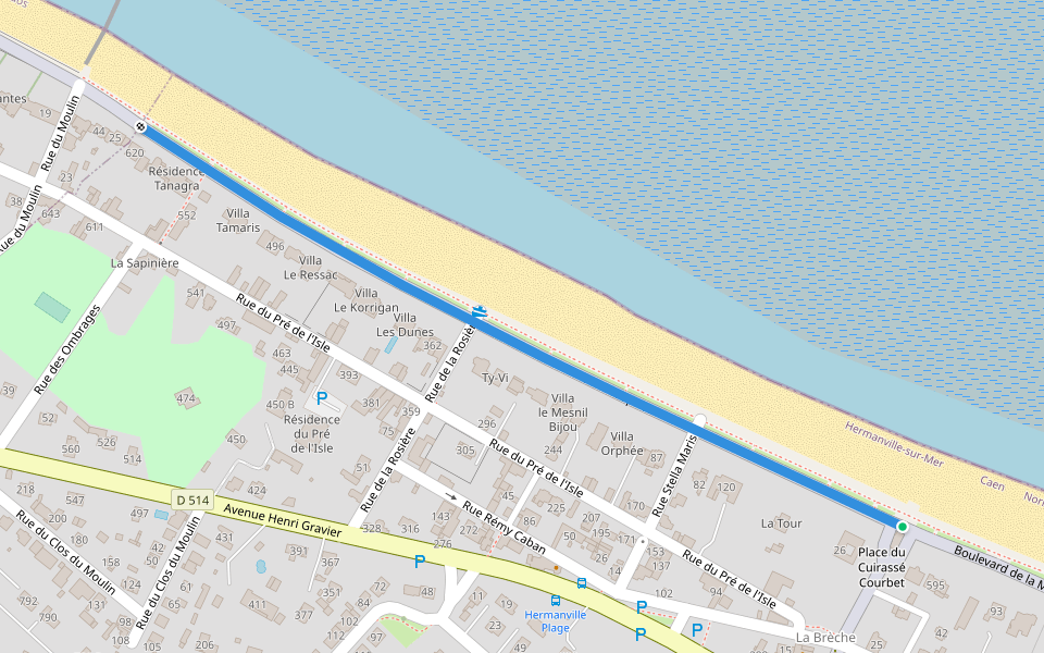 Promenade Henri Spriet walking route map in Hermanville-sur-Mer