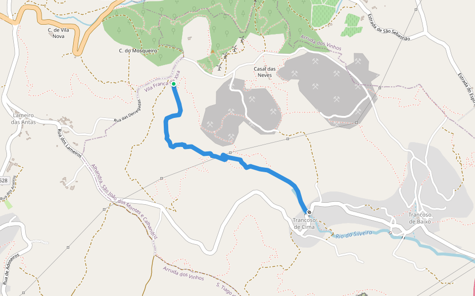 São Romão walking route map in São João dos Montes