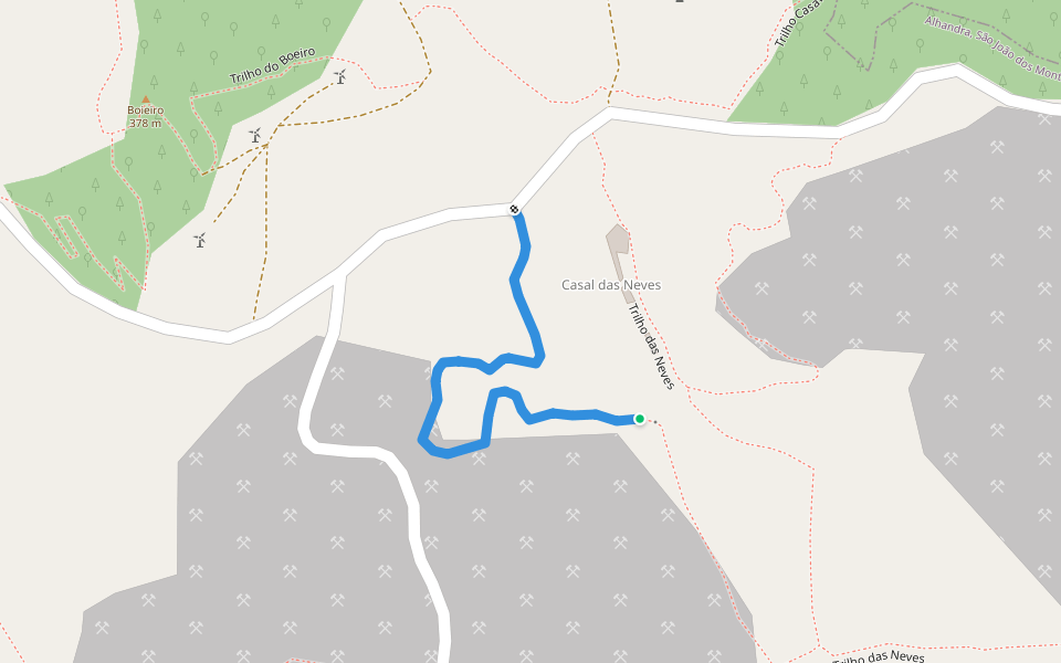 Trilho das Perdizes walking route map in São João dos Montes