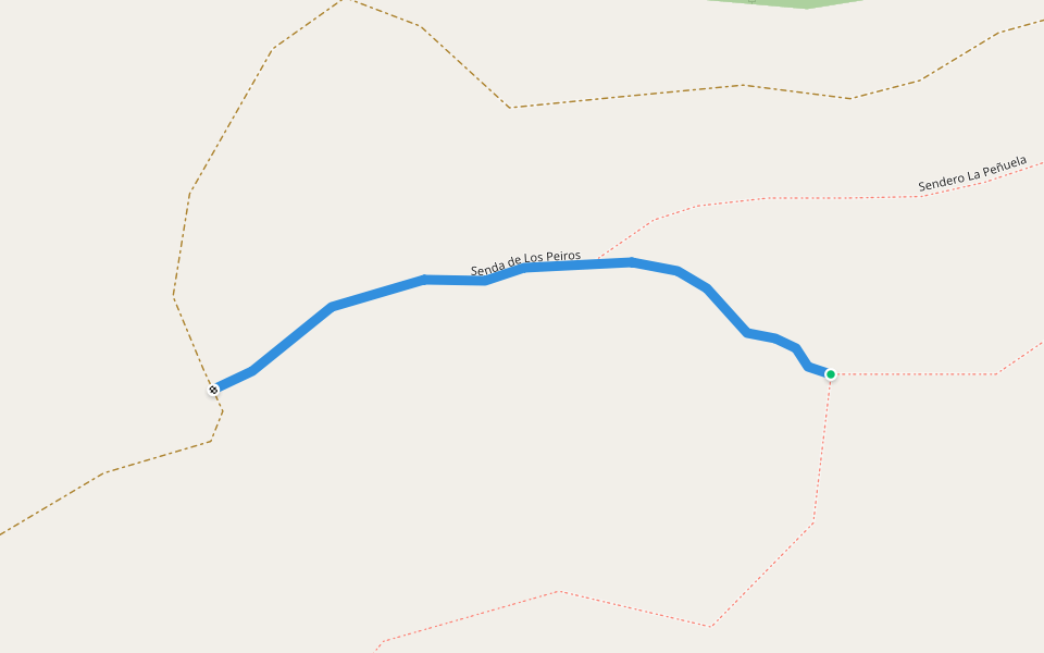 Senda de Los Peiros walking route map in Fuente la Reina