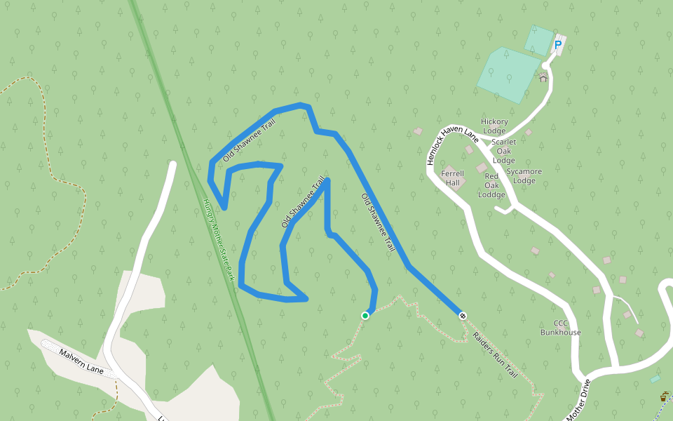 Old Shawnee Trail walking route map in Marion