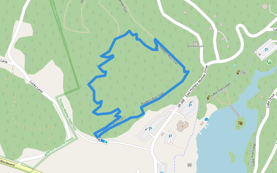 Raiders Run Trail walking route map in Marion