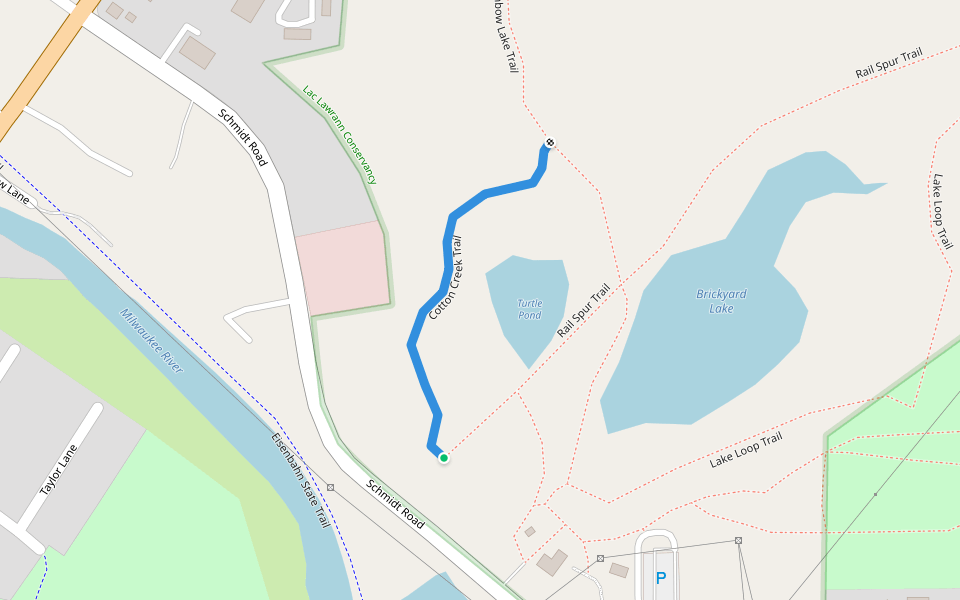 Cotton Creek Trail walking route map in West Bend