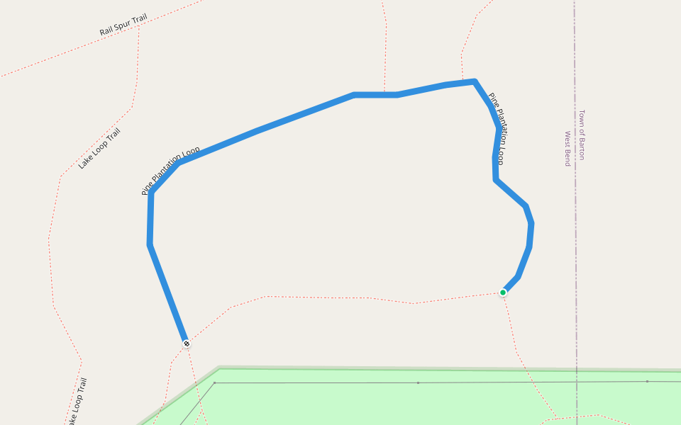 Pine Plantation Loop walking route map in West Bend