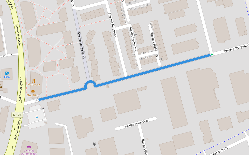 Rue des Charpentiers walking route map in Domont
