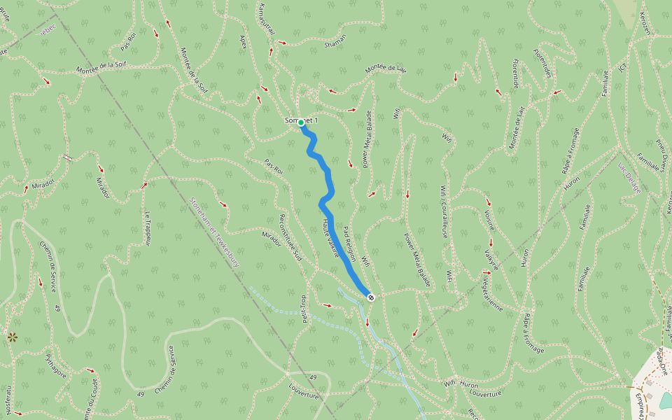 Haute Valkirie walking route map in Lac-Delage