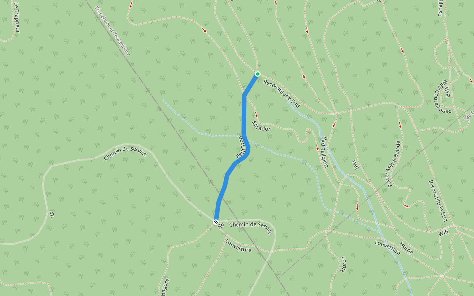 Petit-Trop walking route map in Lac-Delage
