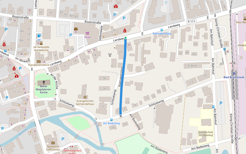 Raamakerstieg walking route map in Bad Bramstedt