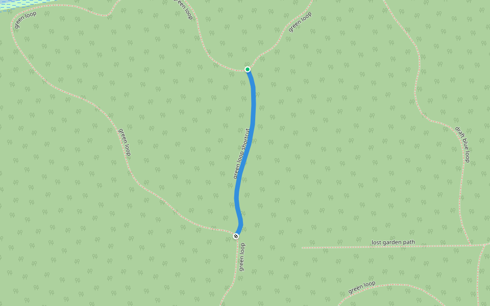 green loop shortcut walking route map in Monticello