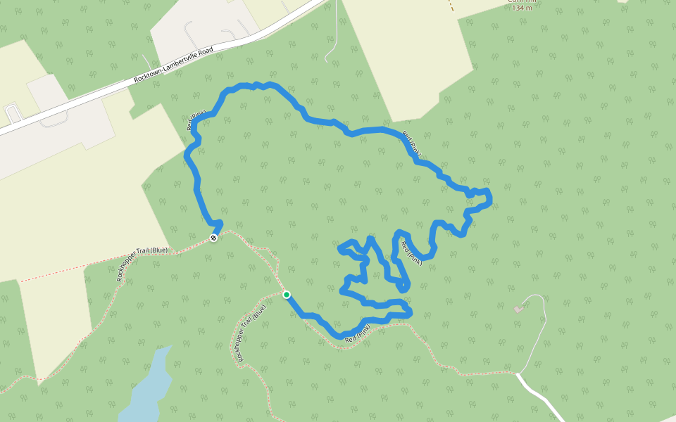 Red (Pink) walking route map in Lambertville