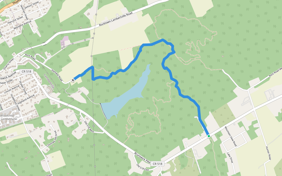 Rockhopper Trail (Blue) walking route map in Lambertville