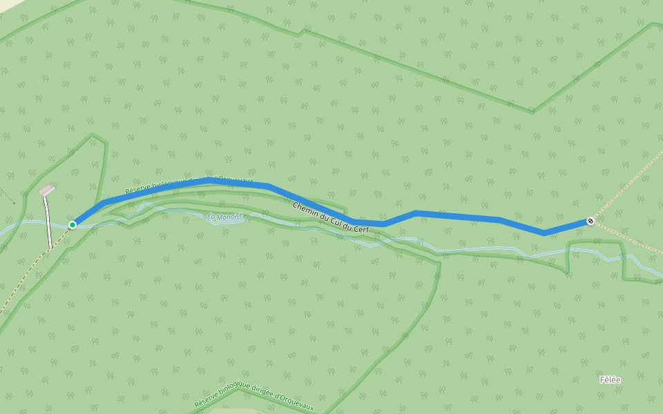 Chemin du Cul du Cerf walking route map in Orquevaux