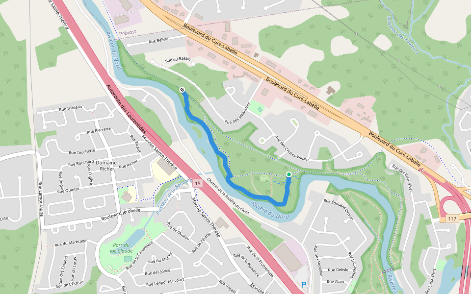 Le Faon walking route map in Saint-Jérôme