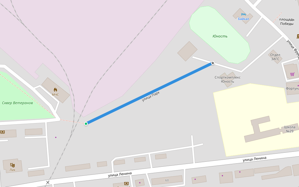 улица Парк walking route map in Khuzhir