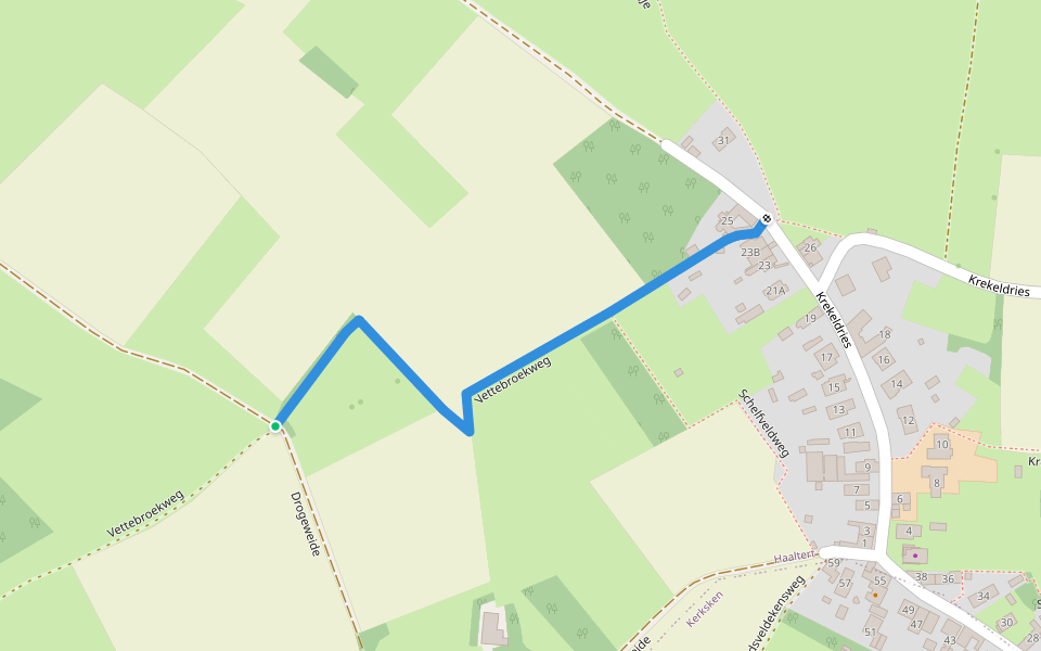 Vettebroekweg walking route map in Haaltert